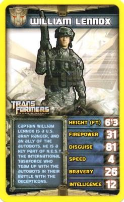 2010 Top Trumps Transformers Revenge of the Fallen #NNO William Lennox Front