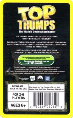 2010 Top Trumps Transformers Revenge of the Fallen #NNO Ad Card Back