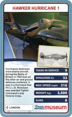2013 Top Trumps Royal Air Force Museum #NNO Hawker Hurricane 1 Front