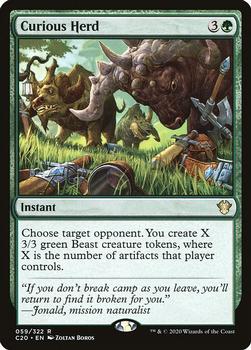 2020 Magic The Gathering Commander #059 Curious Herd Front