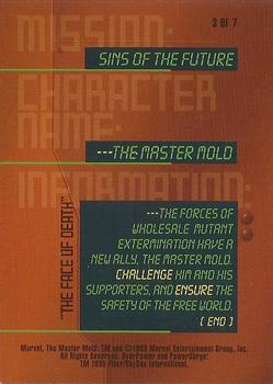 1995 Fleer Marvel Overpower PowerSurge - Sins of the Future #3 The Face of Death Master Mold Back