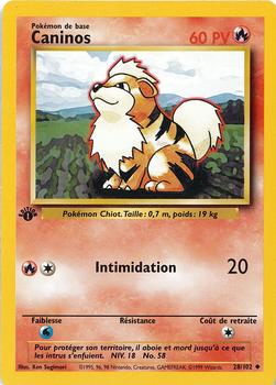 1999 Pokemon 1st Edition French #28/102 Caninos Front