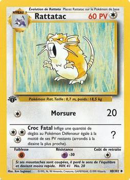 1999 Pokemon 1st Edition French #40/102 Rattatac Front