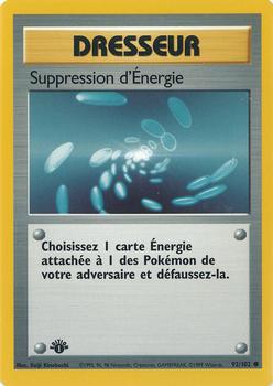 1999 Pokemon 1st Edition French #92/102 Suppression d'énergie Front