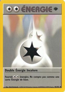 1999 Pokemon 1st Edition French #96/102 Double énergie incolore Front