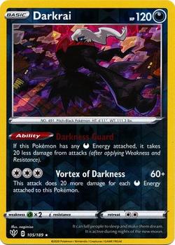2020 Pokemon Sword & Shield Darkness Ablaze - Reverse Holos #105/189 Darkrai Front