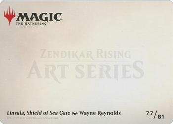 2020 Magic the Gathering Zendikar Rising - Art Series Gold Artist Signature #77 Linvala, Shield of Sea Gate Back