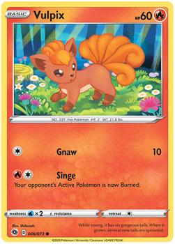 2020 Pokemon Sword & Shield Champion's Path #006/073 Vulpix Front