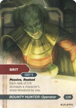 2013 Fantasy Flight Games Star Wars Edge of the Empire Specialization Deck Bounty Hunter Operator #1 Grit Front