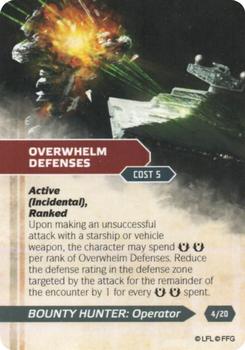 2013 Fantasy Flight Games Star Wars Edge of the Empire Specialization Deck Bounty Hunter Operator #4 Overwhelm Defenses Front