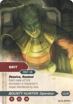 2013 Fantasy Flight Games Star Wars Edge of the Empire Specialization Deck Bounty Hunter Operator #12 Grit Front