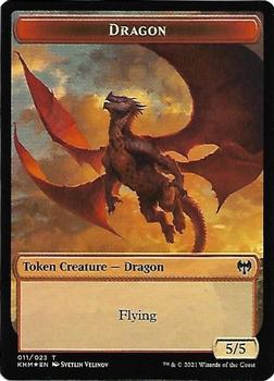 2021 Magic the Gathering Kaldheim - Foil Double-sided Tokens #011 / 015 Dragon / Elf Warrior Front