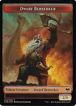 2021 Magic the Gathering Kaldheim - Foil Double-sided Tokens #012 / 018 Dwarf Berserker / Replicated Ring Front