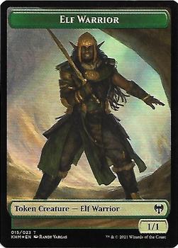 2021 Magic the Gathering Kaldheim - Foil Double-sided Tokens #015 / 018 Elf Warrior / Replicated Ring Front