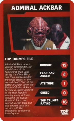2016 Top Trumps Star Wars The Force Awakens #NNO Admiral Ackbar Front