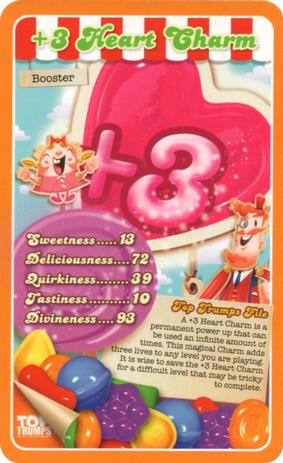 2016 Top Trumps Candy Crush #NNO +3 Heart Charm Front