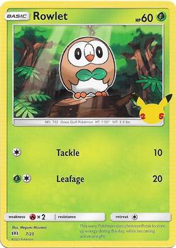 2021 Pokemon McDonald's 25th Anniversary Special Edition #7/25 Rowlet Front