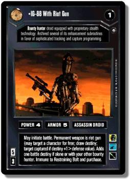 1999 Decipher Star Wars CCG Cloud City Enhanced #NNO IG-88 With Riot Gun Front