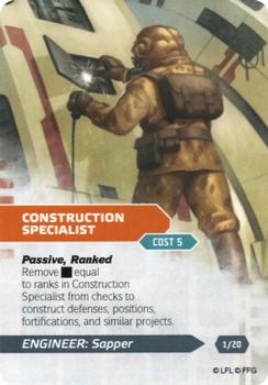 2014 Fantasy Flight Games Star Wars Age of Rebellion Specialization Deck Engineer Sapper #1/20 Construction specialist Front