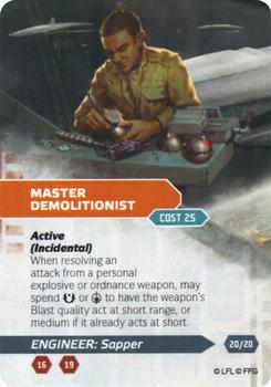 2014 Fantasy Flight Games Star Wars Age of Rebellion Specialization Deck Engineer Sapper #20/20 Master demolitionist Front