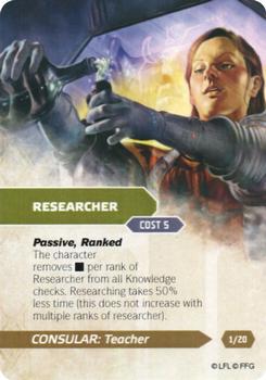 2015 Fantasy Flight Games Star Wars Force and Destiny Specialization Deck Consular Teacher #1/20 Researcher Front