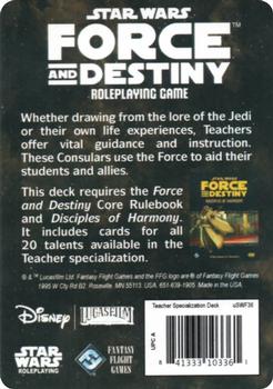2015 Fantasy Flight Games Star Wars Force and Destiny Specialization Deck Consular Teacher #NNO Credits Back