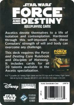 2015 Fantasy Flight Games Star Wars Force and Destiny Specialization Deck Consular Ascetic #NNO Credits Back