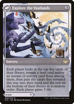 2021 Magic The Gathering Strixhaven: School of Mages #6 Wandering Archaic / Explore the Vastlands Front