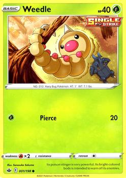 2021 Pokemon Sword & Shield Chilling Reign #001/198 Weedle Front