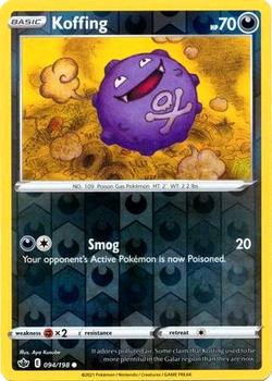 2021 Pokemon Sword & Shield Chilling Reign - Reverse Holo #094/198 Koffing Front