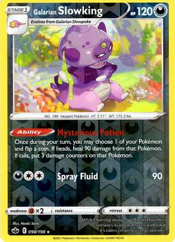 2021 Pokemon Sword & Shield Chilling Reign - Reverse Holo #098/198 Galarian Slowking Front