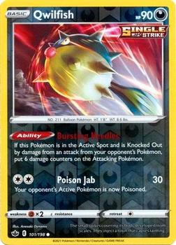 2021 Pokemon Sword & Shield Chilling Reign - Reverse Holo #101/198 Qwilfish Front