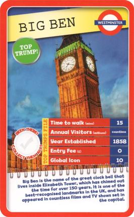 2015 Top Trumps London 30 Things to See #NNO Big Ben Front
