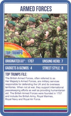 2020 Top Trumps Britain at its best Key Workers #NNO Armed Forces Front