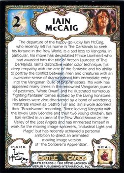 1993 Merlin BattleCards #2 Iain McCaig Back
