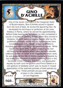 1993 Merlin BattleCards #5 Gino D'Achille Back