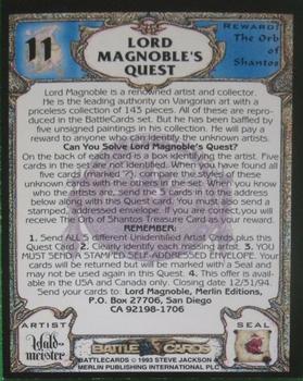 1993 Merlin BattleCards #11 Lord Magnoble's Quest Back
