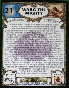 1993 Merlin BattleCards #21 Warg the Mighty Back