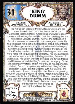 1993 Merlin BattleCards #31 'King' Dumm Back