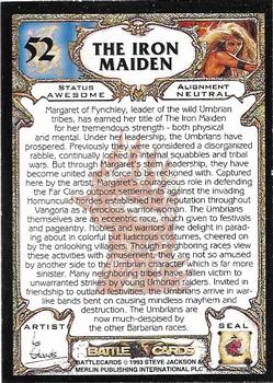 1993 Merlin BattleCards #52 The Iron Maiden Back