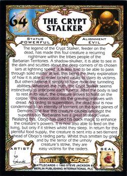 1993 Merlin BattleCards #64 The Crypt Stalker Back