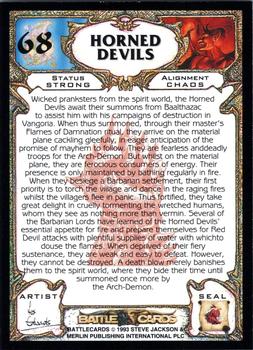 1993 Merlin BattleCards #68 Horned Devils Back