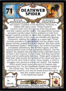 1993 Merlin BattleCards #71 Deathweb Spider Back