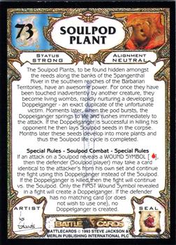 1993 Merlin BattleCards #73 Soulpod Plant Back