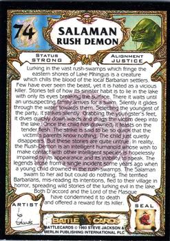 1993 Merlin BattleCards #74 Salaman Rush Demon Back