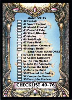 1993 Merlin BattleCards #76 Checklist 40-76 Front