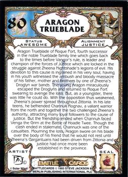 1993 Merlin BattleCards #80 Aragon Trueblade Back