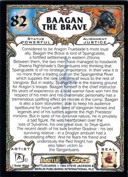 1993 Merlin BattleCards #82 Baagan the Brave Back