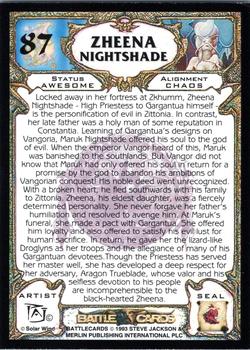 1993 Merlin BattleCards #87 Zheena Nightshade Back