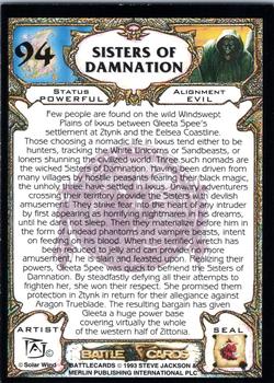 1993 Merlin BattleCards #94 Sisters of Damnation Back